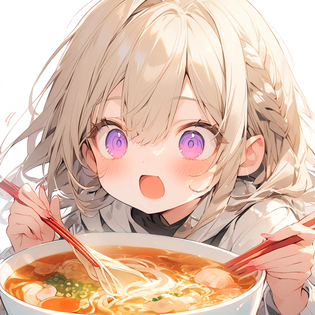 A  with a ティアラ lurping ramen