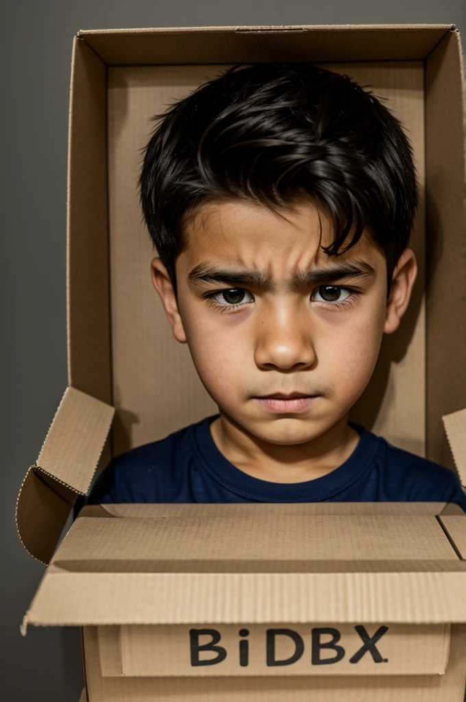 Sad boy with box