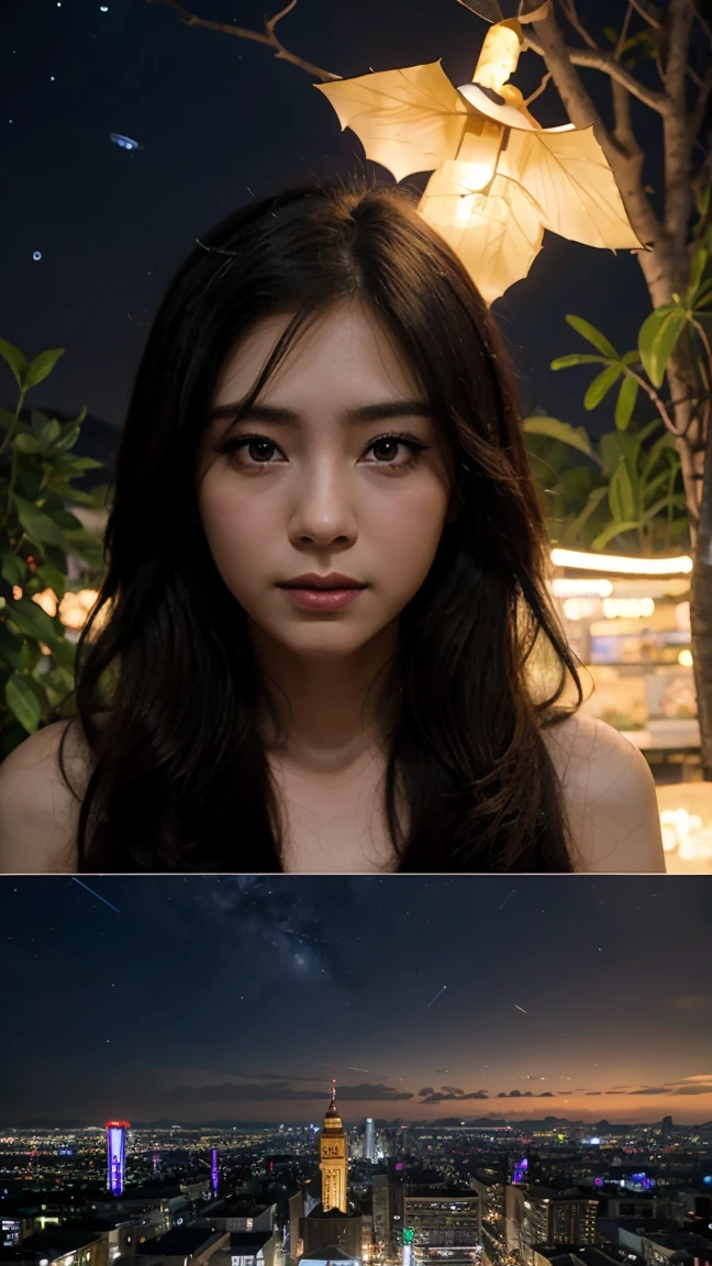 กระดานเรื่องราวcartoon:1.8, cartoon, English Text, Draw the story of a woman and a young man who are vampires., Manhwa Emoji Theme, night sky, beautiful fireflies, message dialog box, Draw the first page of this story., Korean anime manhwa, Hyper HD, 24K UHD, anime watch.