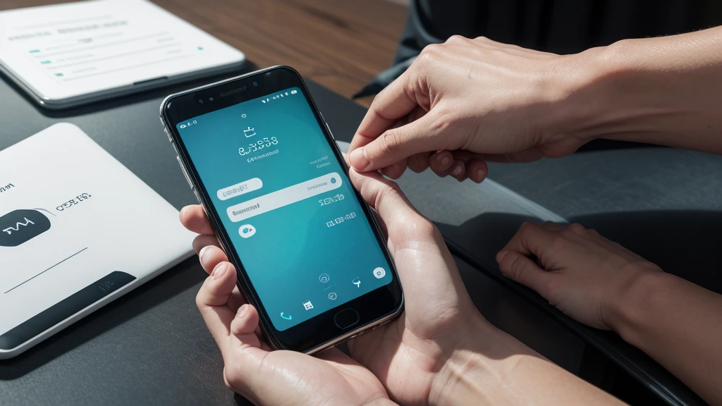 [1] = smartphone, application screen, money, economy, Shopping online, receipts, credit cards, savings. [2] = A modern visual representation of a smartphone displaying a personal finance app, com ícones de money e credit cards visíveis na tela. Around the device, há elementos como receipts e moedas, symbolizing financial management, economy pessoal e Shopping online através de uma interface intuitiva. [3] = The ambience is contemporary, with a neutral background that highlights the brightness of the smartphone screen. The environment is minimalist, focando na praticidade e no uso eficiente da tecnologia para gerenciar finanças e economizar money. [4] = The atmosphere is one of efficiency and convenience, com ênfase na praticidade do uso de aplicativos para realizar Shopping online, monitorar gastos e gerenciar economys pessoais. Each element in the image suggests a modern, technological approach to financial matters. [5] = Environmental photography. [6] = Captured with a high-definition camera to emphasize the sharpness of the smartphone screen and the details of the surrounding financial elements, using soft lighting to highlight the modernity and functionality of the app. [7] = Images with a lack of detail on the application screen, confusing composition, colors inconsistent with the financial theme, falta de clareza na representação de money e economy, non-contemporary or technological art style to represent a smartphone and finance app.

[2] = A vivid representation of a smartphone in a financial context, com ícones de money e credit cards em destaque na tela brilhante, enquanto moedas e receipts detalhados cercam o dispositivo, symbolizing financial management moderno e intuitivo.

[3] = A minimalist and contemporary environment that highlights the functionality of the smartphone, with a neutral background that highlights the glossy screen, transmitting efficiency and practicality in personal financial management.

[4] = The evo image