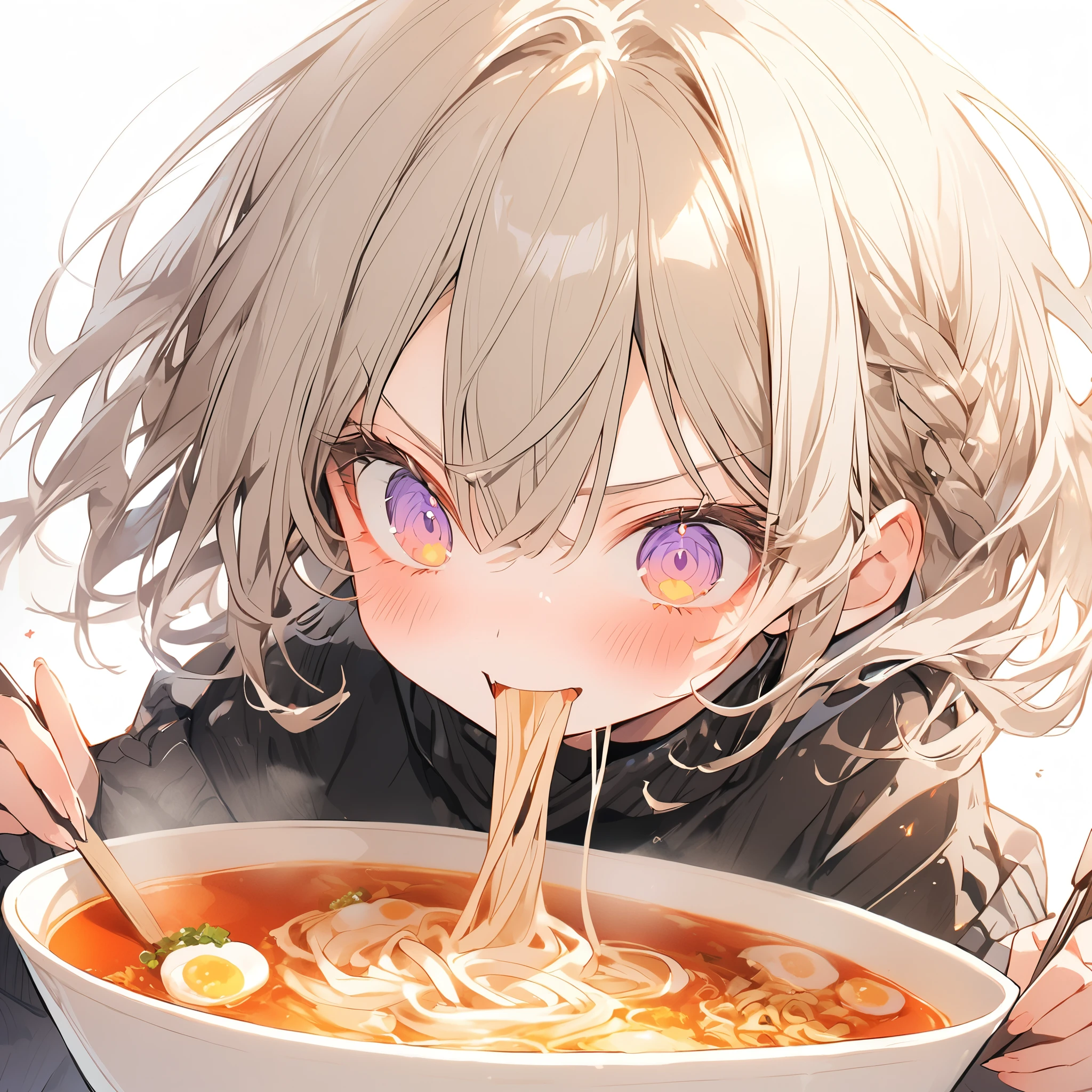 A  with a ティアラ lurping ramen