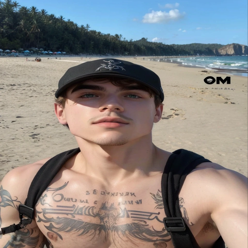 chiseled man with chest and chest tattoos on the beach, Declan McKenna, profile image, pete davidson, style of seb mckinnon, justin bieber, David Marquez, Liam Brazier e Nielly, taken at the beginning of 2020, profile image, Timótee Chalamet, Marco Ariano, em uma praia, headshot profile imageture, instagram model