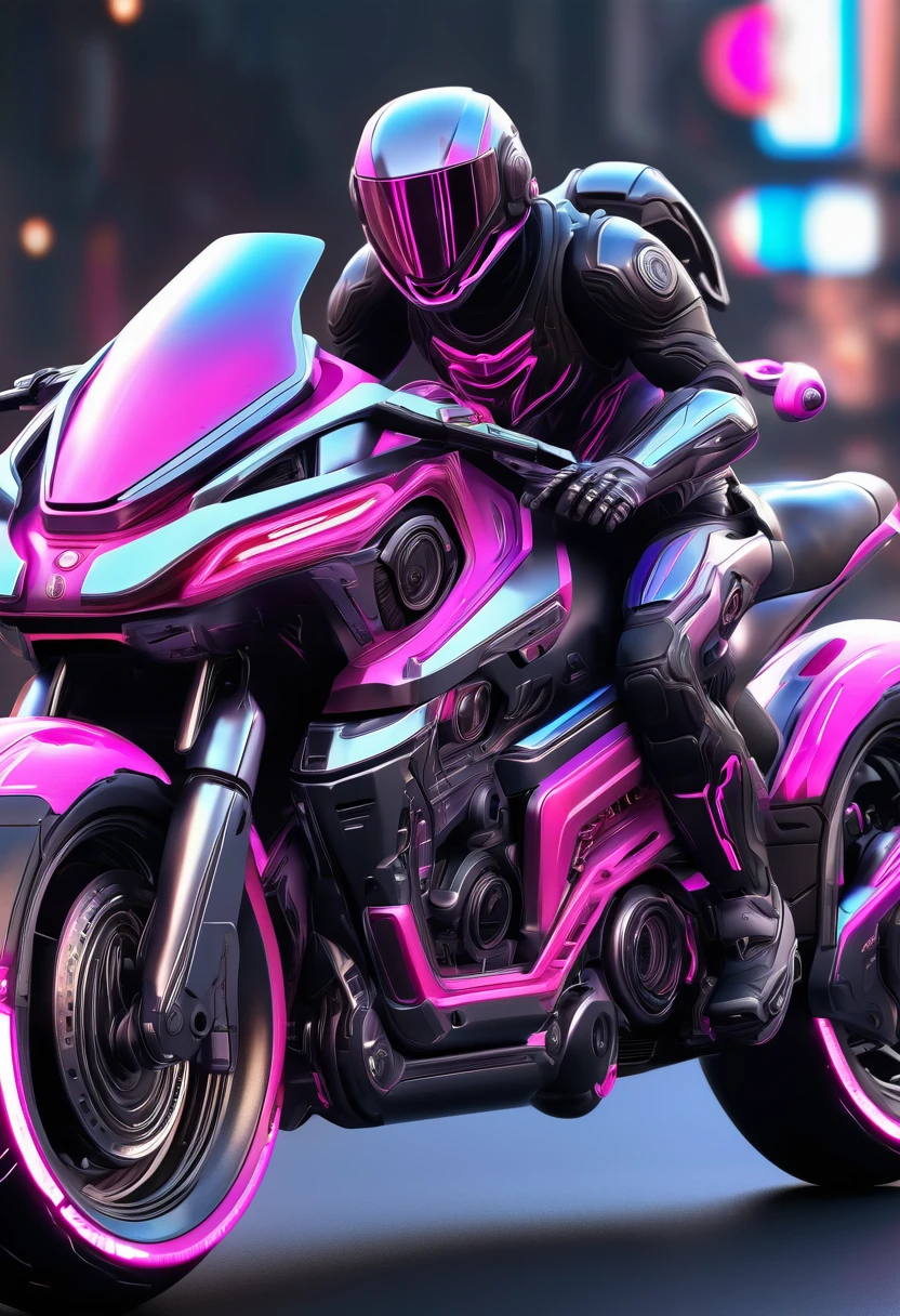 Imagine it covered in cosmic dust., To SF, cyber punk, motorcycle, Shooting every detail of the bike, From the glow of a powerful engine, All in high resolution HDR images, png, No background, Round metal button, Photorealistic, Octane Rendering, Unreal Engine, Ultra-realistic、cyber punk、pink