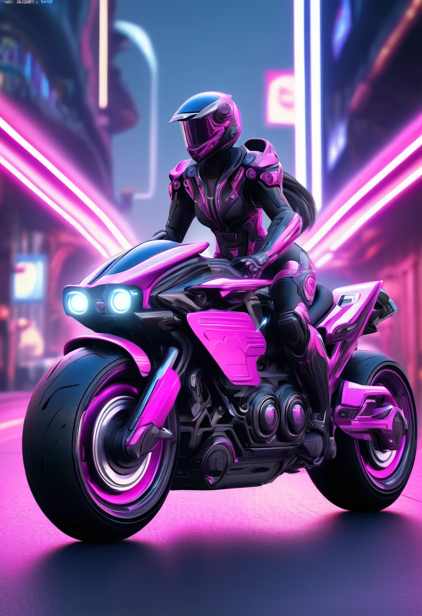 Imagine it covered in cosmic dust., To SF, cyber punk, motorcycle, Shooting every detail of the bike, From the glow of a powerful engine, All in high resolution HDR images, png, No background, Round metal button, Photorealistic, Octane Rendering, Unreal Engine, Ultra-realistic、cyber punk、pink