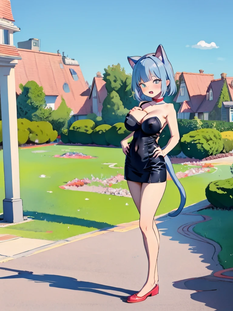 margie simpson, solo, animal ears, animal hands, tail, cat ears, blue hair, big hair, long hair, cat tail, breasts, claws, open mouth, hand on hip, fangs, full body, large breasts, fur, standing, signature, navel, cat girl, green eyes, mature woman, (shonen anime style, masterpiece, Best Quality, Extremely Detailed, Ultra Quality, 4k) nude, naked, large breasts, awe BREAK pink hair) sharp focus, full body portrait, full body photo, flat lighting, super beautiful sexy woman , very beautiful Greek woman, perfect body:1,1, 24 years old
