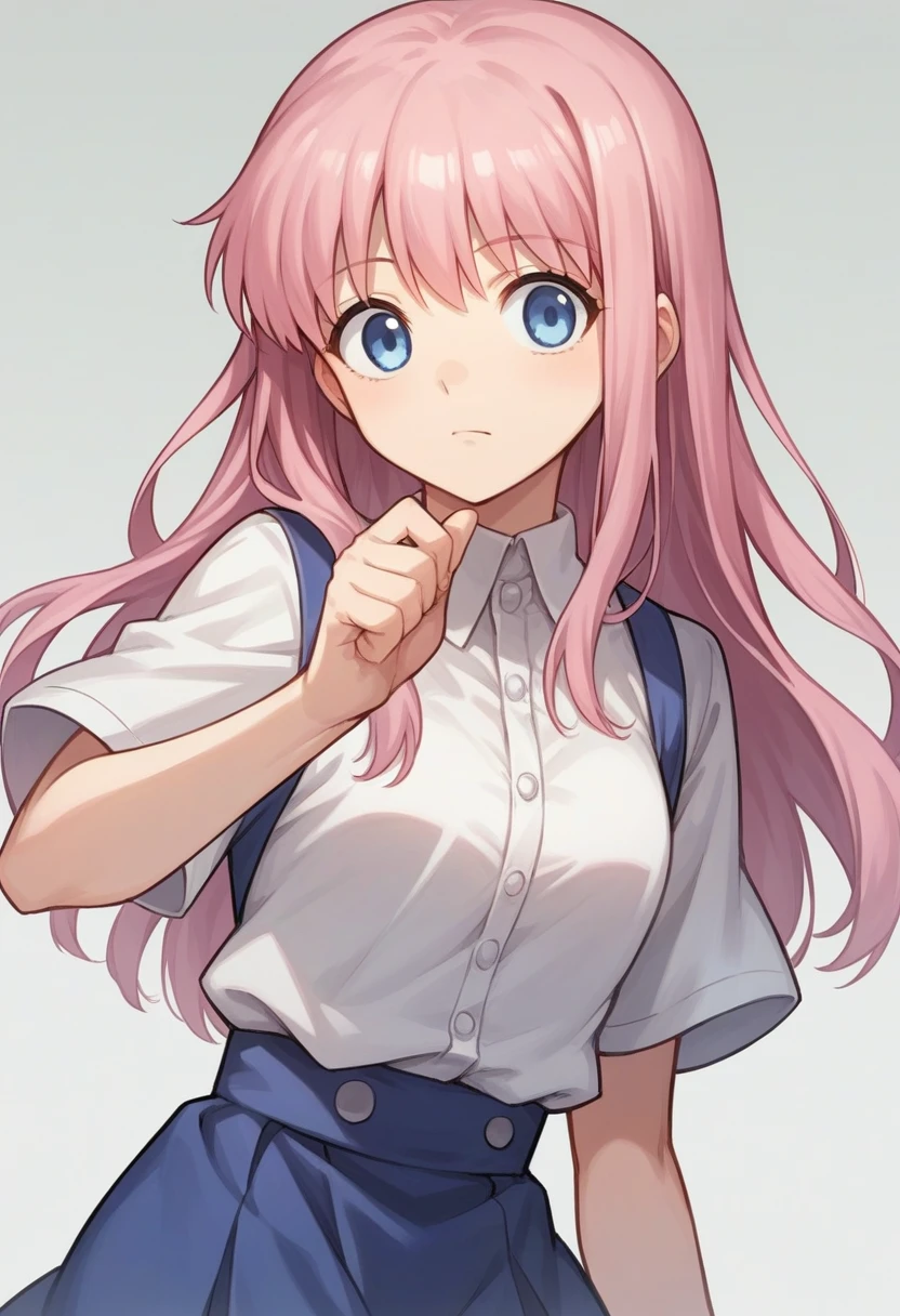 anime girl with pink hair and blue eyes wearing a white shirt, anime girl named shikimori, as an anime character, anime visual of a cute girl, young anime girl, reisen udongein inaba, anime character, anime best girl, anime style like fate/stay night, female anime character, beautiful anime high school girl, in an anime