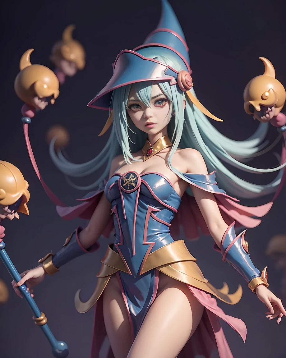 Dark magician girl as a scary legendary demon in the burning hell realm with an army of demons