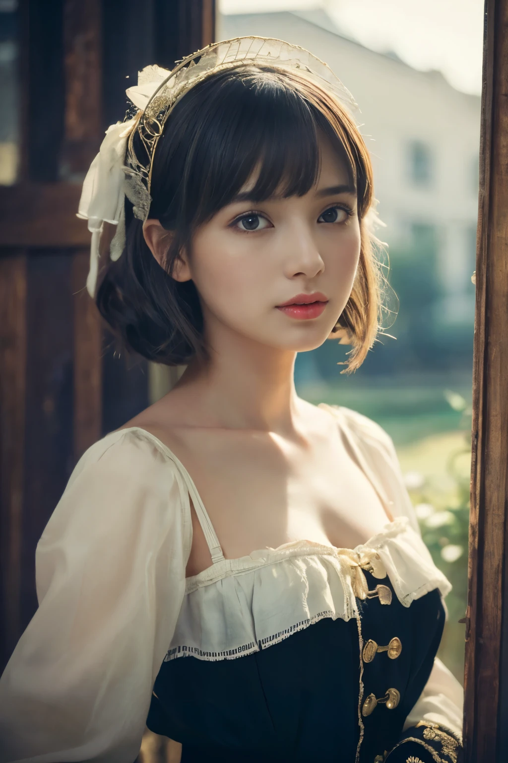 ((masterpiece:1.4, Highest quality)), (Realistic photos:1.4),
((1 girl)), (Otherworldly beauty), (dream-like),
(超High resolution:1.2), Very delicate and beautiful, wonderful, Very detailedな CG Unity 8k 壁紙, Very detailed, High resolution,
Soft Light, Beautiful detailed girl, Very detailedな目と顔, Beautiful and detailed nose, Beautiful and detailed,
(Dressed in 19th century French costume:1.3),
Cinema Lighting, Perfect Anatomy, Slender body, (Parted bangs),
(The world of Barbizon School masterpieces:1.5),
Cowboy Shot