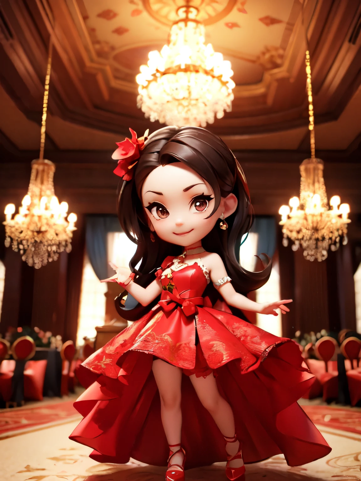 elegant, Evening Dresses, woman, Royal Blue, chandelier, Banquet Hall, Sense of luxury, gorgeous, confidence, elegant, Red carpet, Gorgeous, banquet, chibi
