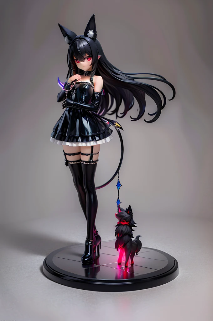 black long straight hair shota,hyper cute fenrir shota,ultra frilly miniskirt dress,holding glowing claw weapon,fenrir's claw attack,garter belt,