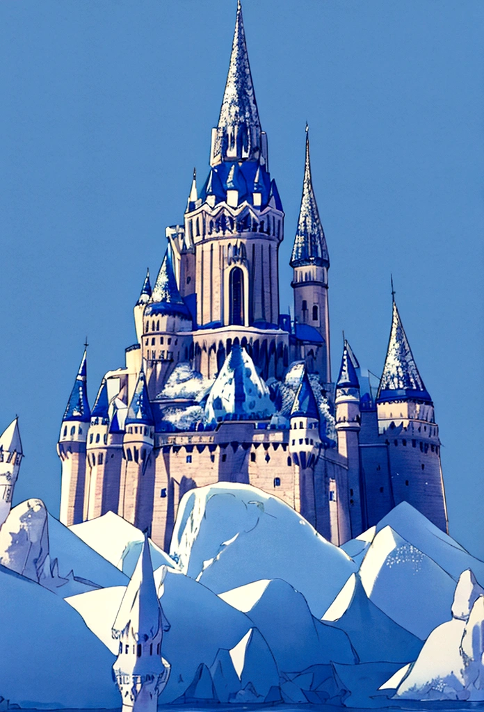 Ice and snow castle. snowstorm.