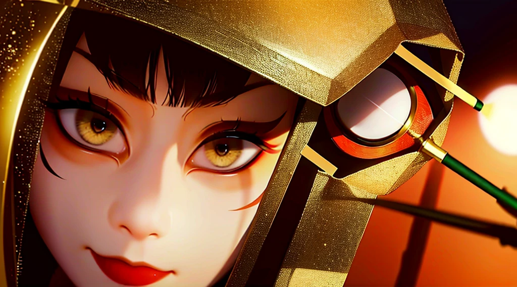 ((Highest quality)), ((masterpiece)), (detailed),Close-up of a fox mask, Person with a fox mask on his face, Wearing a bodysuit, Casting a Spell, And the light of the spell enveloped her.,Background is green