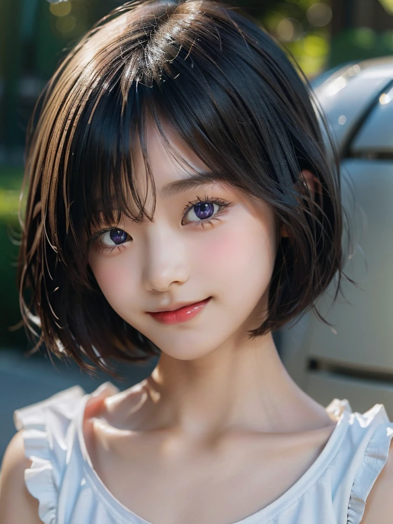 (Beautiful Japanese Girl), 1girl, solo, , (smile:1.25), break,
(Shot with a Canon EOS 5D Mark 4 and a Canon EF 85mm F1 lens.2L Lens, F-stop 1.2, ISO50, Shutter speed ), break,
(close up:1.5), (Looking at the camera :1.3), break,
beautiful and Fine Eyes, perfection, perfection, Rolling your eyes, Detailed face, Fine Eyes, Superior Quality, masterpiece, Very detailed, High level of detail, Many details, high quality, Cinematic Light, Real Hands, (Ultra-realistic:1.3), perfection eyes, Detailed skin, Skin wounds, Lip gloss, break,
kyriedef, hair over one eye, short hair, (hair over one eye:1.5), tanned skin