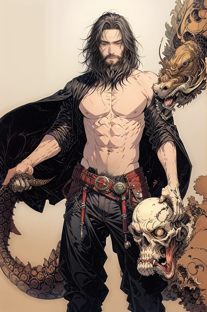 best quality,masterpiece,Ultra-high resolution,1 handsome sexy naked man,looking at the audience,one,Yamamoto Takashi style, snake,
simple background,White_background,Machinery Division,Exoskeleton,Cold-blooded man with short beard,tough guy style,Ice cooler,countless blades