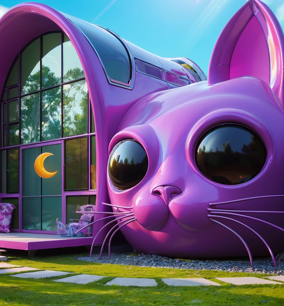 3d style, simplified design, 3d render, glossy texture, smooth 3d model, multiple light sources, rim light, sharp post effects render, (glossy plastic texture with multiple big light probe refractions), perfect cgi, smooth silhouette, high intensity refraction, (super glossy material), most beautiful vfx , blue background, plastic refractions, realistic, 4k, high resolution, rim light, photo shoot, commercial photo, profile shot, 4k, rim light, high resolution, 4k, glossy texture, smooth 3d model, multiple light sources, rim light, sharp post effects render, (glossy metallic texture with multiple big light probe refractions), perfect cgi, cgi art created only with gradients, smooth silhouette, high intensity refraction, (super glossy chrome material), most beautiful vfx, blue background, chrome metal refractions, multiple light sources, rim light, sharp post effects render, perfect cgi, digital art, detailed digital art, reflective, best quality, 4k, masterpiece:1.2, ultra-detailed, realistic, vivid colors, dark and moody lighting, The image of the highest quality, ensuring every detail is showcased perfectly. It in 4k resolution, allowing viewers to immerse themselves in the richness of the colors and intricate details. The realistic rendering. under the spotlight, reflecting, high-resolution image, realistic rendering, dark background, and rim light photorealistic The image features three characters standing in front of three houses. The characters are a red-haired mermaid, a purple cat, and an orange dog. They are each holding a yellow maraca
