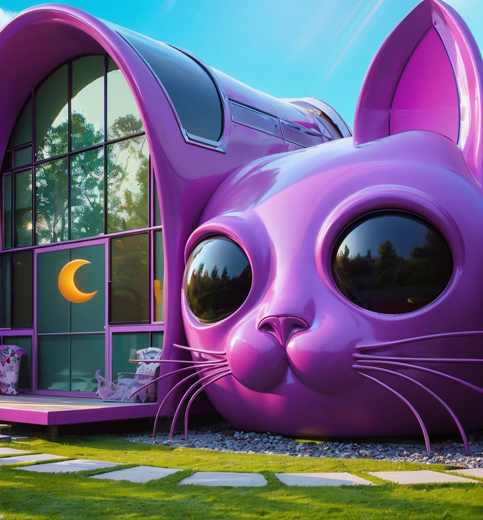 3d style, simplified design, 3d render, glossy texture, smooth 3d model, multiple light sources, rim light, sharp post effects render, (glossy plastic texture with multiple big light probe refractions), perfect cgi, smooth silhouette, high intensity refraction, (super glossy material), most beautiful vfx , blue background, plastic refractions, realistic, 4k, high resolution, rim light, photo shoot, commercial photo, profile shot, 4k, rim light, high resolution, 4k, glossy texture, smooth 3d model, multiple light sources, rim light, sharp post effects render, (glossy metallic texture with multiple big light probe refractions), perfect cgi, cgi art created only with gradients, smooth silhouette, high intensity refraction, (super glossy chrome material), most beautiful vfx, blue background, chrome metal refractions, multiple light sources, rim light, sharp post effects render, perfect cgi, digital art, detailed digital art, reflective, best quality, 4k, masterpiece:1.2, ultra-detailed, realistic, vivid colors, dark and moody lighting, The image of the highest quality, ensuring every detail is showcased perfectly. It in 4k resolution, allowing viewers to immerse themselves in the richness of the colors and intricate details. The realistic rendering. under the spotlight, reflecting, high-resolution image, realistic rendering, dark background, and rim light photorealistic The image features three characters standing in front of three houses. The characters are a red-haired mermaid, a purple cat, and an orange dog. They are each holding a yellow maraca