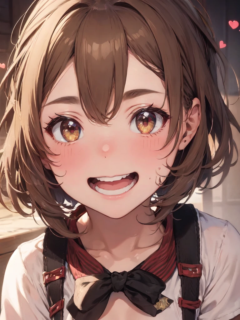 Full nudity、female、Light brown hair、Sunburn marks、Sweaty、Fly Hearts、Heart Eyes
