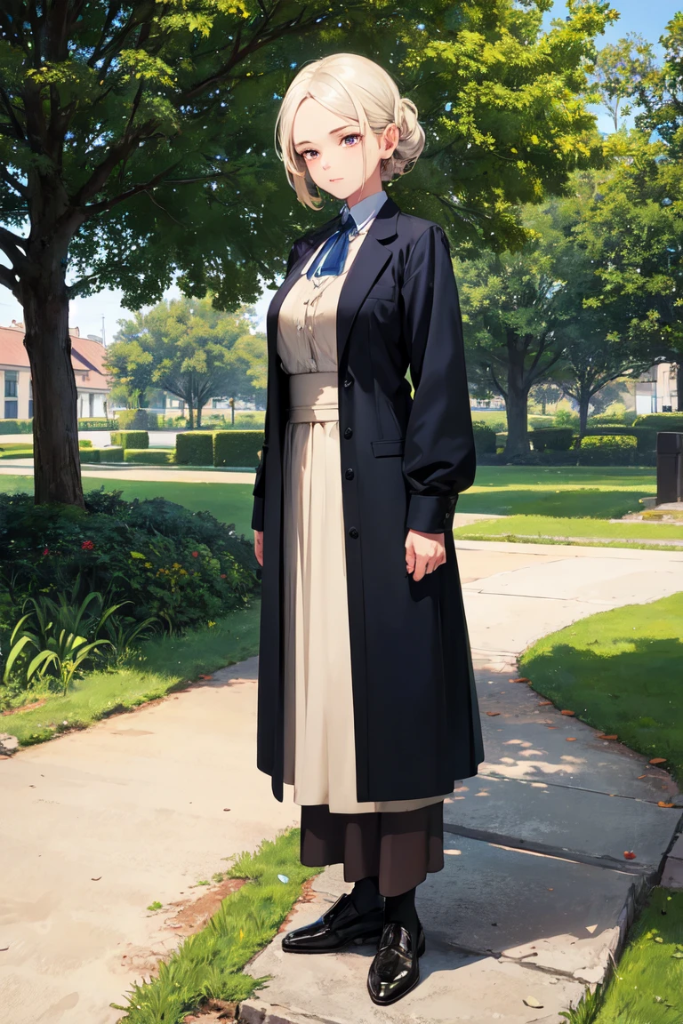 1 20 year old woman in a park, whole body, very beautiful face, very detailed eyes, standing, masterpiece, The best quality, anatomically correct, necessary, high detail, super detailed