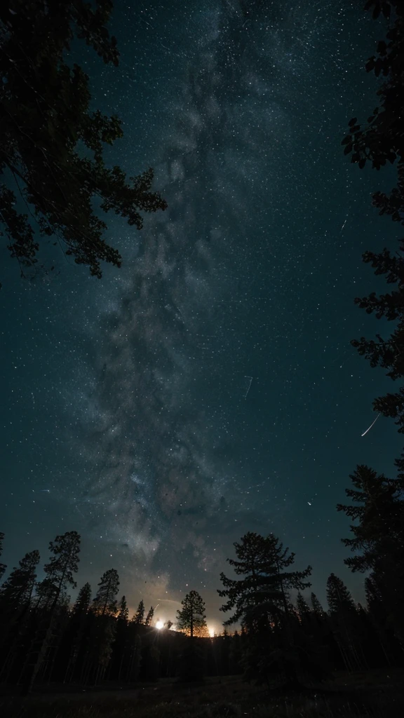 A wonderful view at night fill with full moon and milkyway in the forest