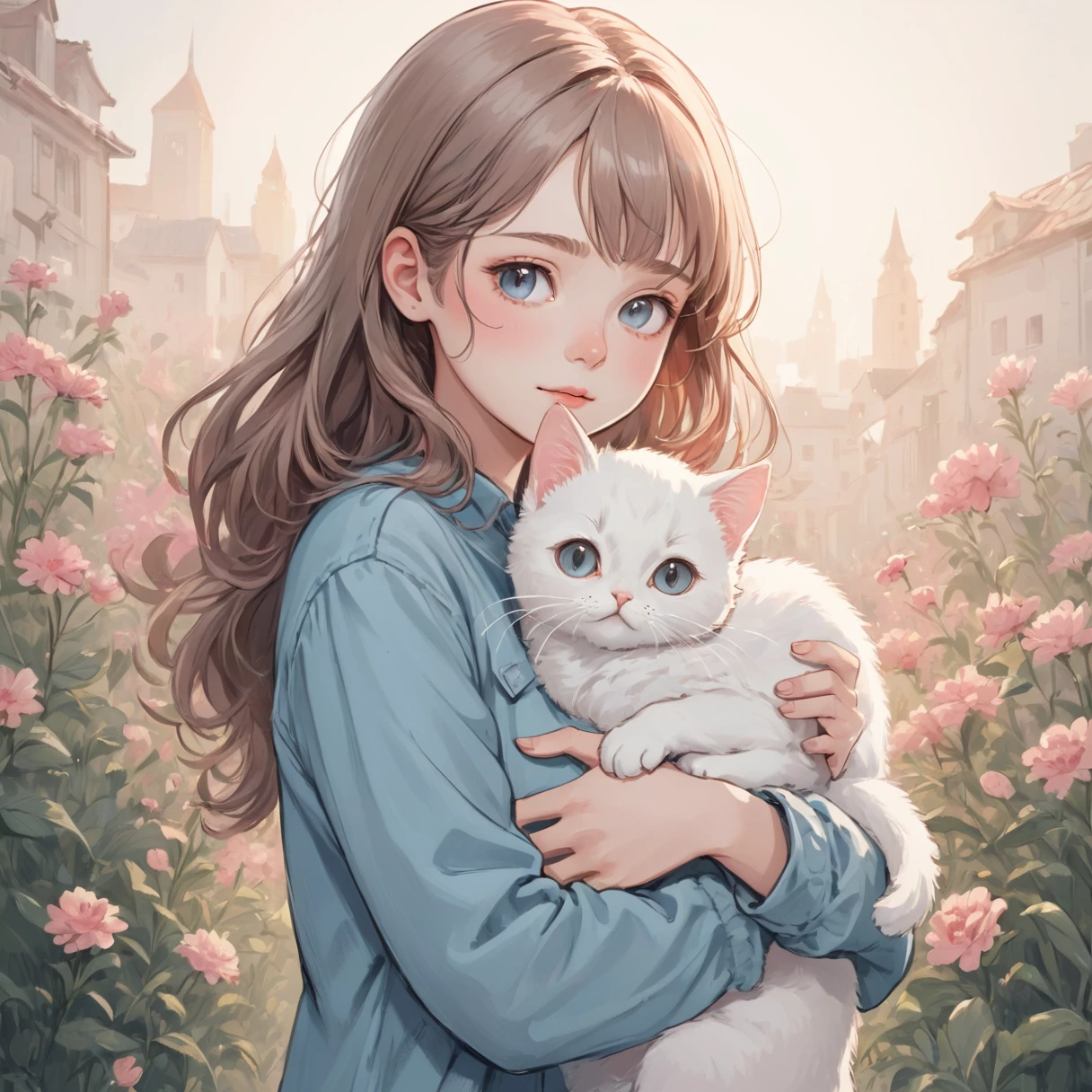 masterpiece,Highest quality,Very detailed,High resolution,Super detailed,beautiful,
Girl holding a cat,Cute doodle style illustration,Soft colors,comfortable,
Girl holding a cat,Cute doodle style illustration,Soft colors,comfortable,
