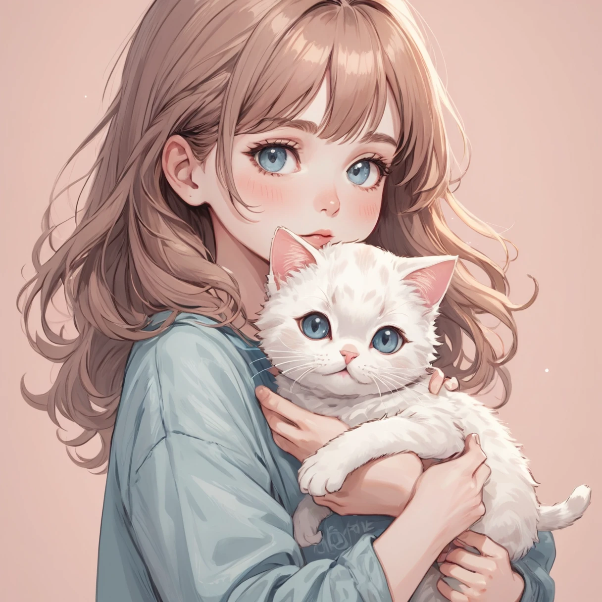 masterpiece,Highest quality,Very detailed,High resolution,Super detailed,beautiful,
Girl holding a cat,Cute doodle style illustration,Soft colors,comfortable,
Girl holding a cat,Cute doodle style illustration,Soft colors,comfortable,