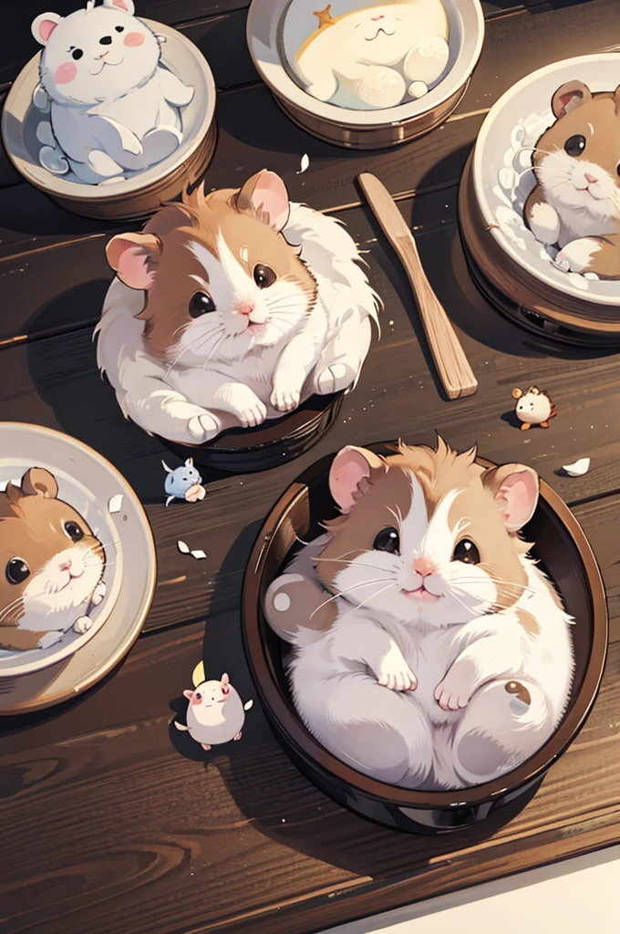 hamster、lovely、round、White、brown