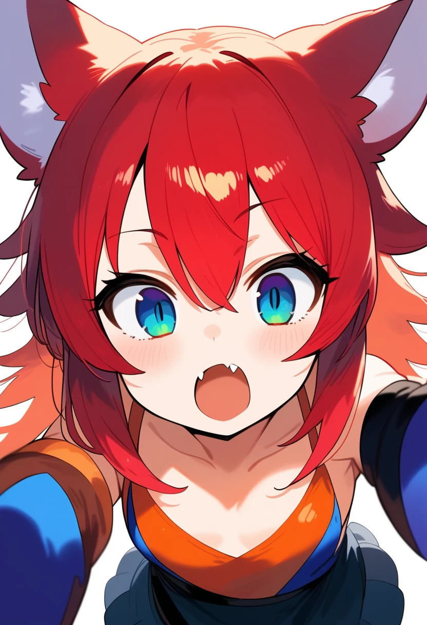 1girl, ultra high res ,open mouth, pov very close up to her face, Detailed face, fang, arms reaching to viewer,