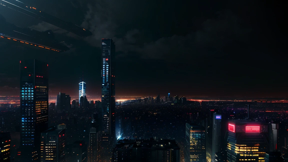 (Tech Black, dystopia:1.2), Overcrowded cities, skyscraper, captivating beauty, masterpiece, highest quality, realistic digital art, detailed background, 8k wallpaper