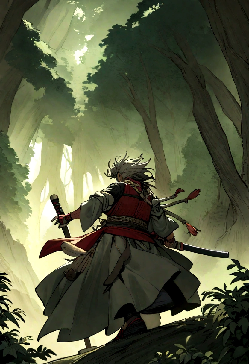 A samurai who travels through forests and mountains in search of ingredients, Confronting dangerous creatures、Kendo: Overcoming obstacles to get ingredients, Kendo is in high spirits with potions々And back、Healing the Master.