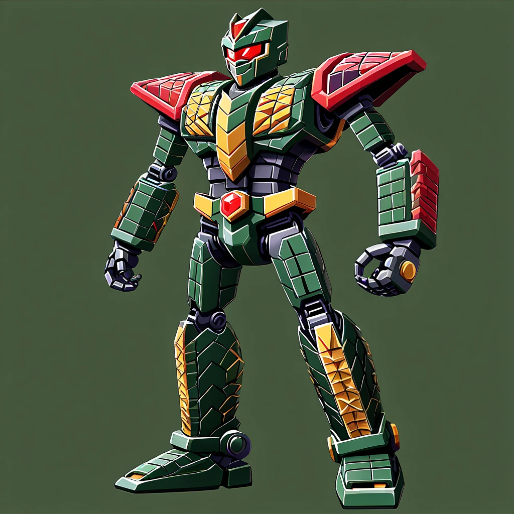 multiversus, full body, Kamen rider, robot crocodile motif, dark green colour 