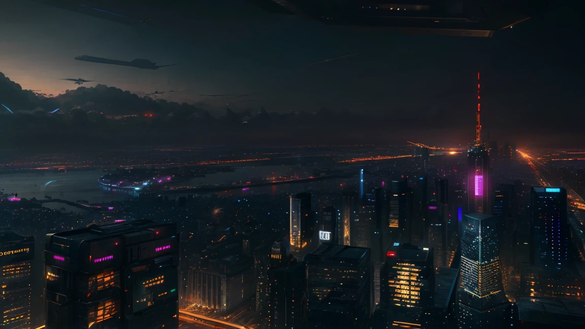 (Tech Black, dystopia:1.2), Overcrowded cities, skyscraper, captivating beauty, masterpiece, highest quality, realistic digital art, detailed background, 8k wallpaper