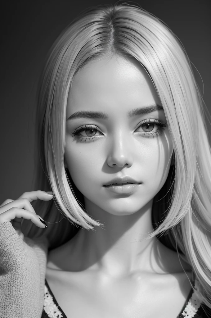 Create a feminine image in black and white colors
