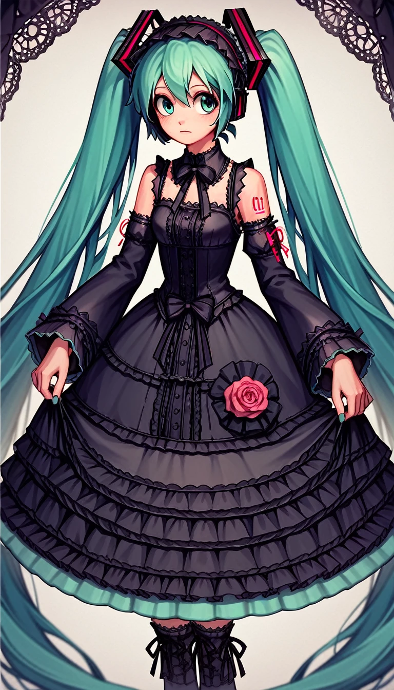 1girl. cutestyl3, cute, Hatsune miku, Gothic clothing, Lolita 