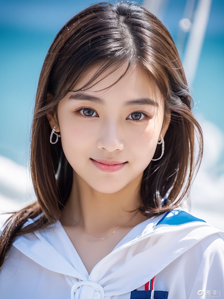 (8K, Raw-Foto, best quality, perfect body, masterpiece:1.2),(realisti, foto realisti:1.4),(Hochdetailliertes CG Unity 8K-Hintergrundbild),(round face: 1.5), (detailed student:1.3),Beautiful woman on sailing yacht , trägt einen seyx 比基尼, whole upper body, 比基尼, medium breasts, medium-sized well-formed breasts,ponytail hairstyle, pretty colorful long hanging earrings,(boy, but very beautiful 2o-year-old Korean,Cool eyes, ponytail, short hair, little smile,Looking forward,looking at the camera,Unforgettable eyes,The eyes are so beautiful., sailboat on the sea