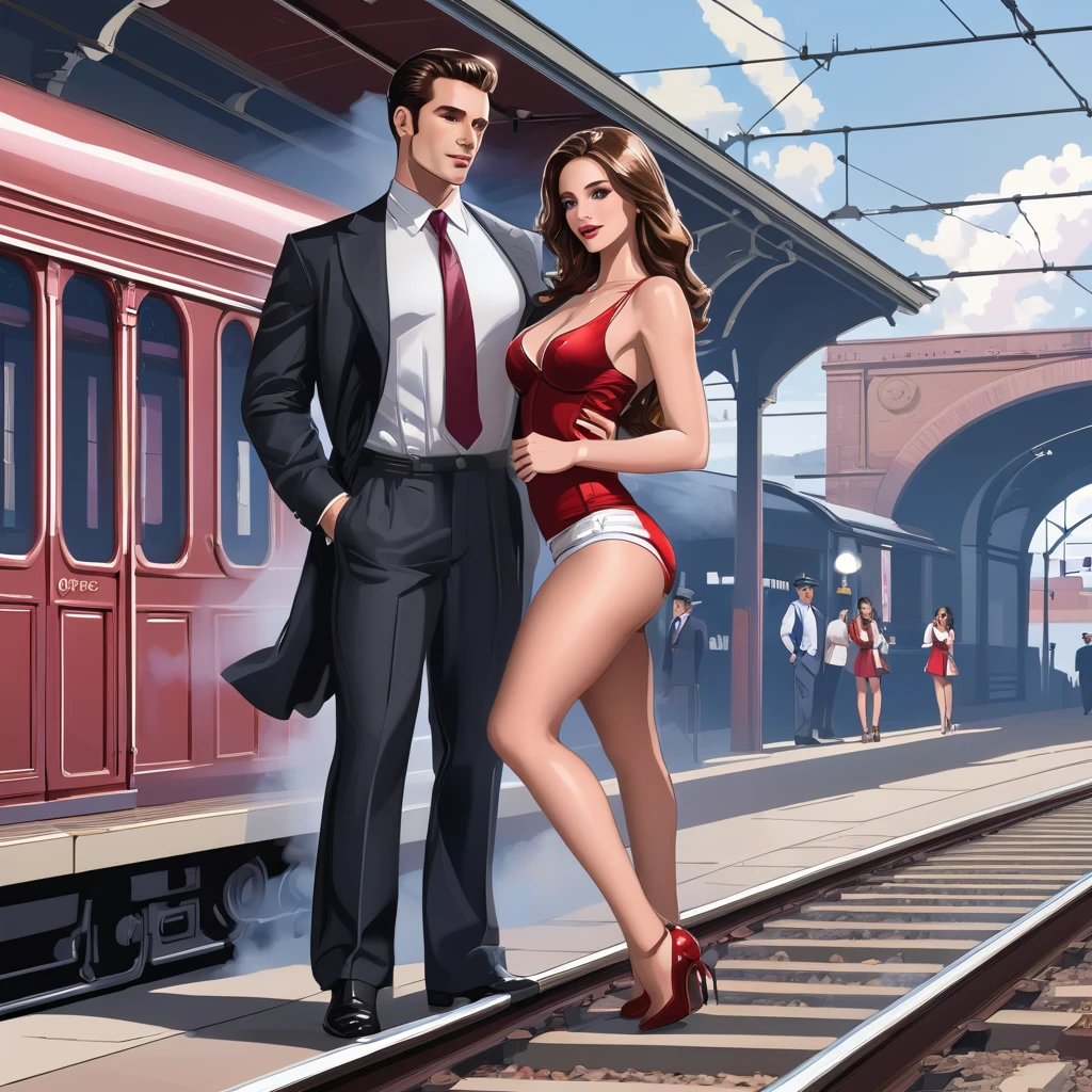 clipart, Railroad station, sexy, Man And Woman