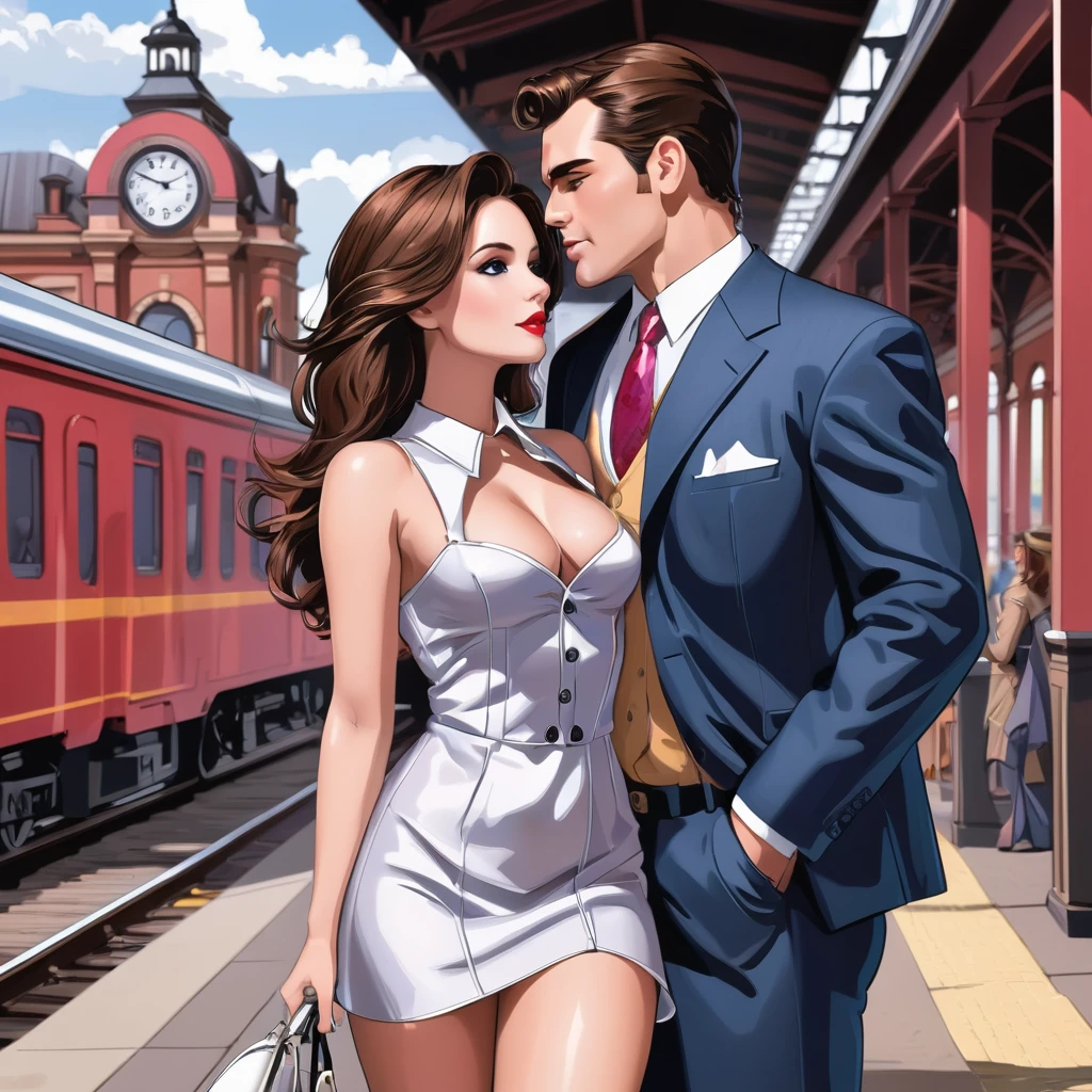 clipart, Railroad station, sexy, Man And Woman