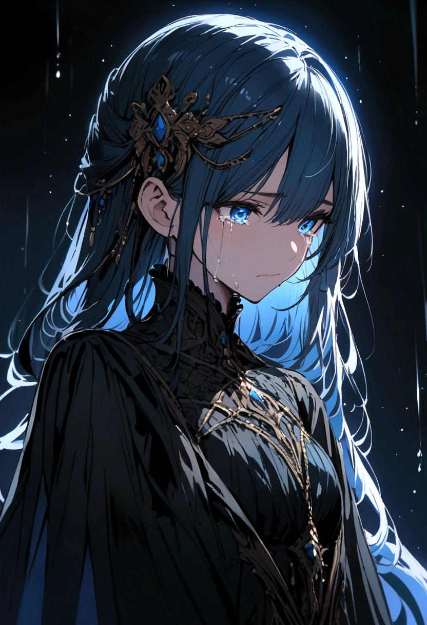 BLue eyes crying in the dark