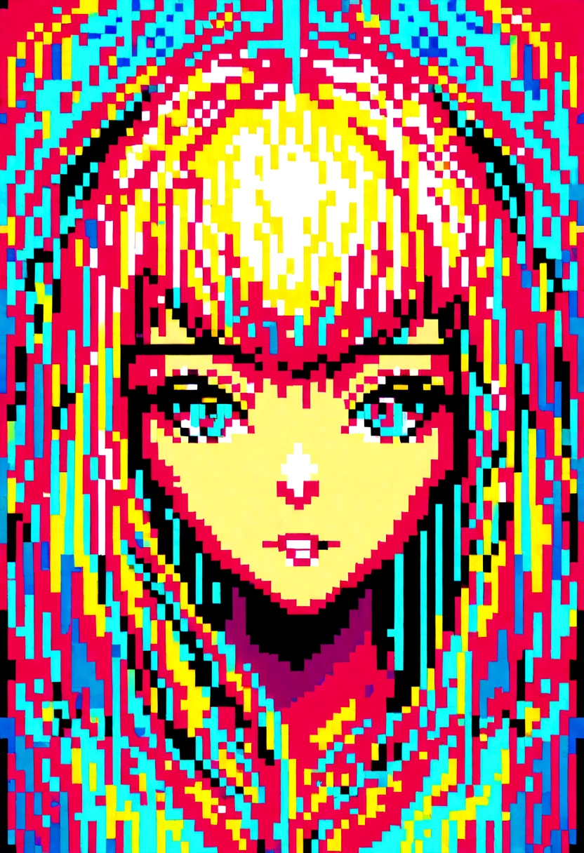 Digital 3dPixel Art,young woman face,abstract,Professional painting