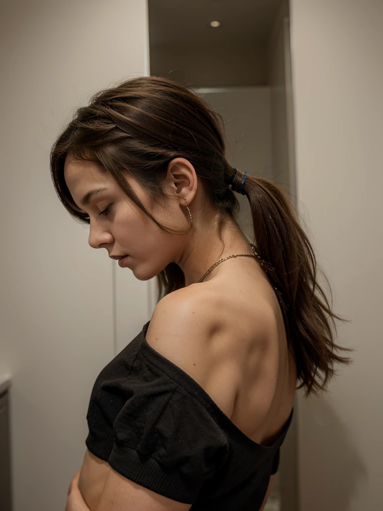 Skinny girl, doggy style fuck, side view 