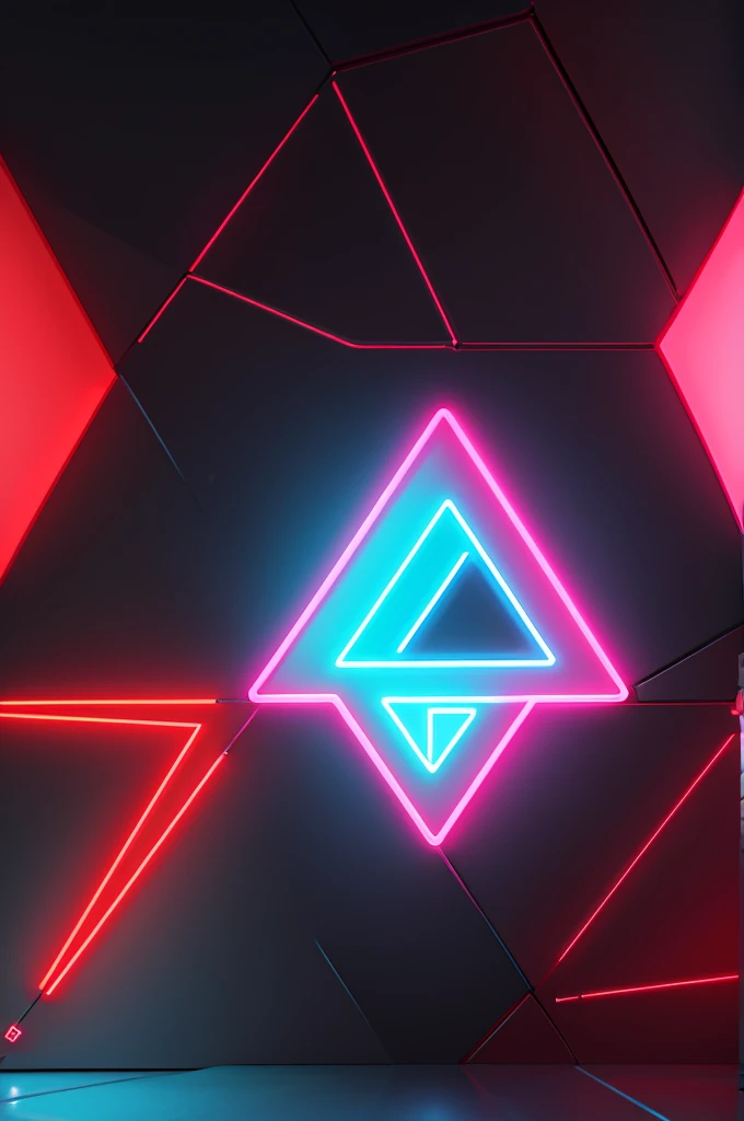 CREATE A logo with a modern triangle, red neon tech.