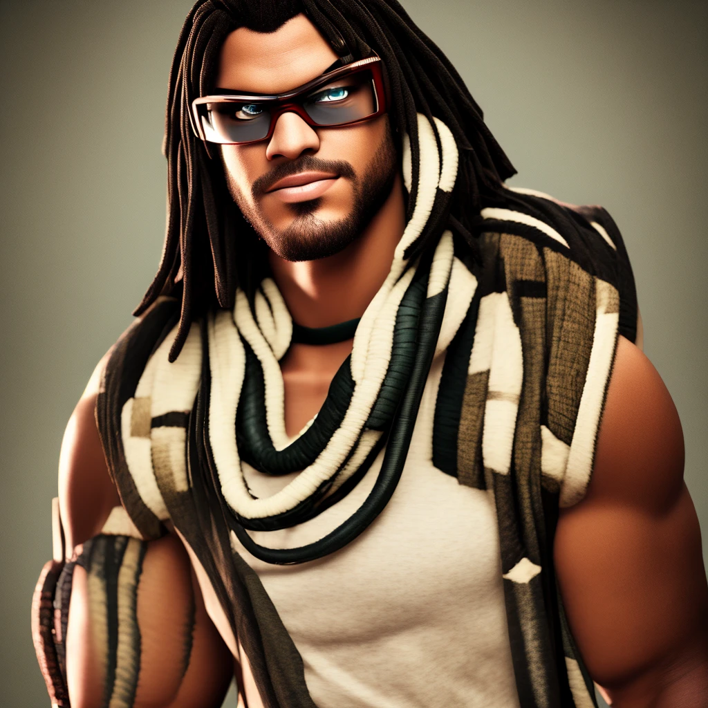 Tribal wearing, fit, tall , glasses, anthropomorphic snake, leiopython albertisii, looking at viewer flirting, gamer