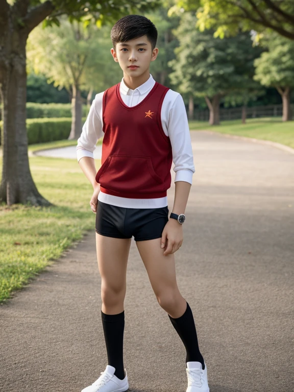 Cosplay Boy、High Side Ponytail、10 years old、High leg bikini、Near future、 (highest quality: 1.1)、(Very detailedな肌), (highest quality:1.0), (Ultra-high resolution:1.0) ,(Realistic photos:1.0), (Very detailed:1.0), (8k, RAW Photos:1.1),My crotch is erect