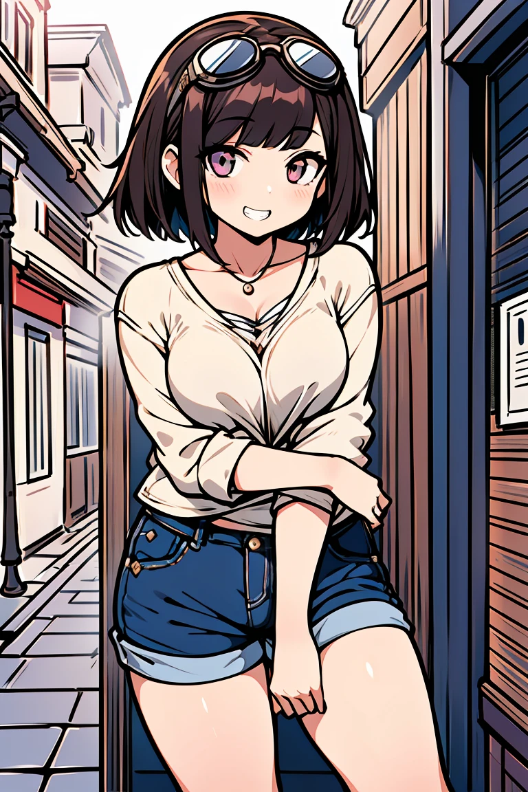 16 year old age woman. Morocha. Short stature. Cabello negro con dos colitas. Cuerpo delgado. Buen cuerpo campera recortada. Abdomen desnudo. Hip pants. Pierna gruesas.