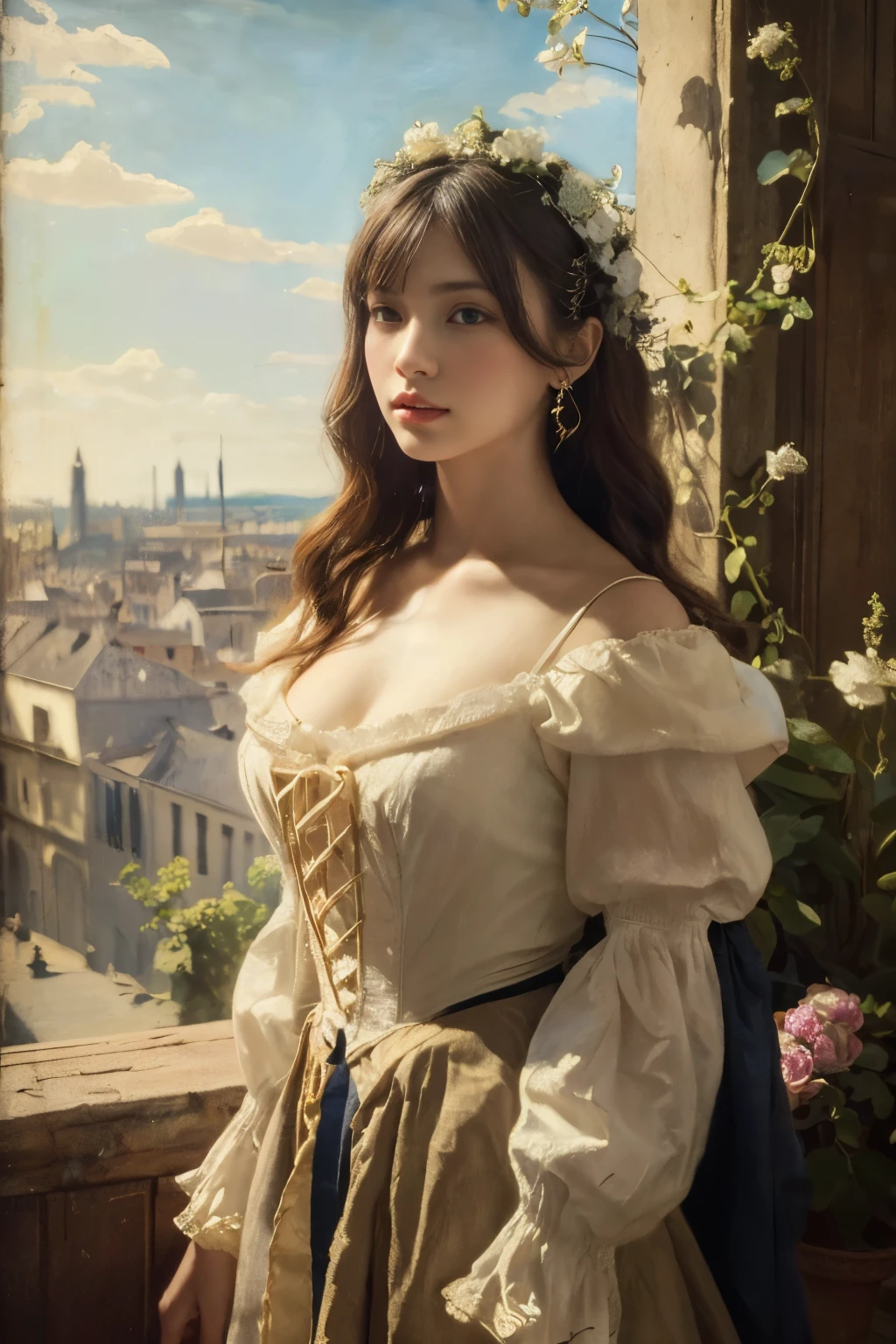 ((masterpiece:1.4, Highest quality)), (Realistic photos:1.4),
((1 girl)), (Otherworldly beauty), (dream-like),
(超High resolution:1.2), Very delicate and beautiful, wonderful, Very detailedな CG Unity 8k 壁紙, Very detailed, High resolution,
Soft Light, Beautiful detailed girl, Very detailedな目と顔, Beautiful and detailed nose, Beautiful and detailed,
(Dressed in 19th century French costume:1.3),
Cinema Lighting, Perfect Anatomy, Slender body, (Parted bangs),
(The world of Barbizon School masterpieces:1.5),
Cowboy Shot