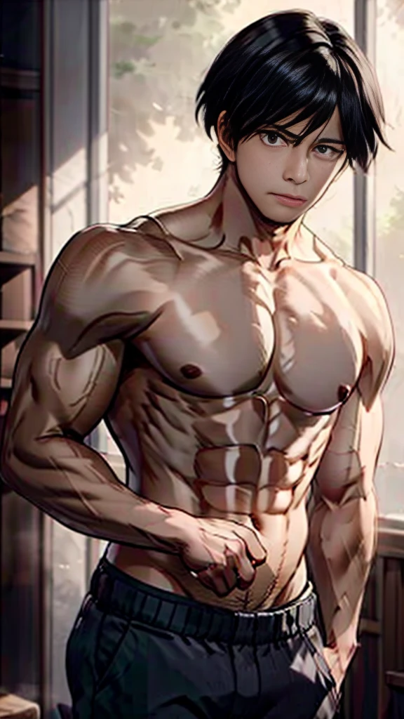 Midoriya Izuku, ((shirtless)), ((big pecs:1.3)), handsome, muscular.