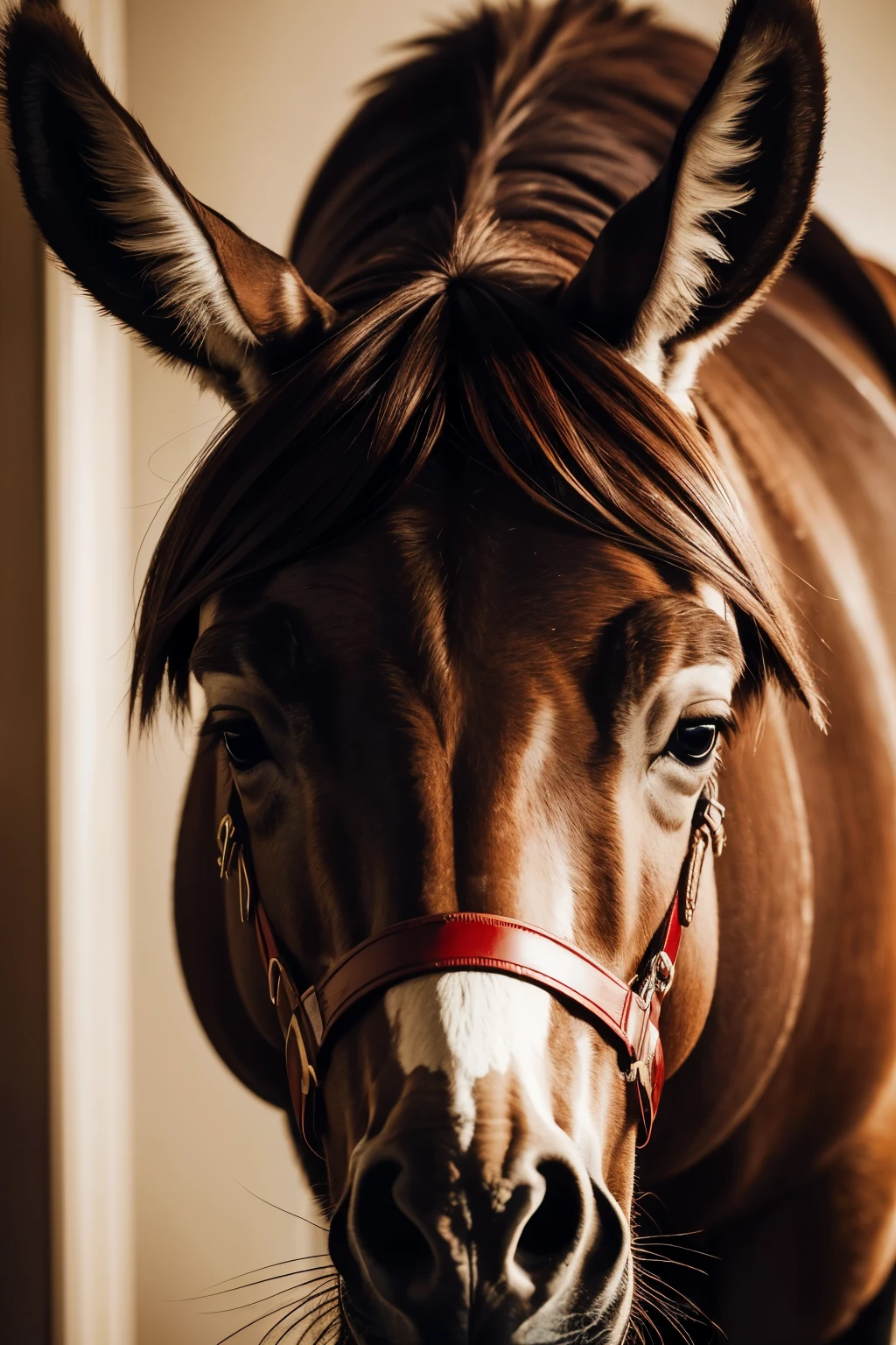 ((best qualityer)), ((work of art)), (detailded), , donkey with realistic terrifying red eyes