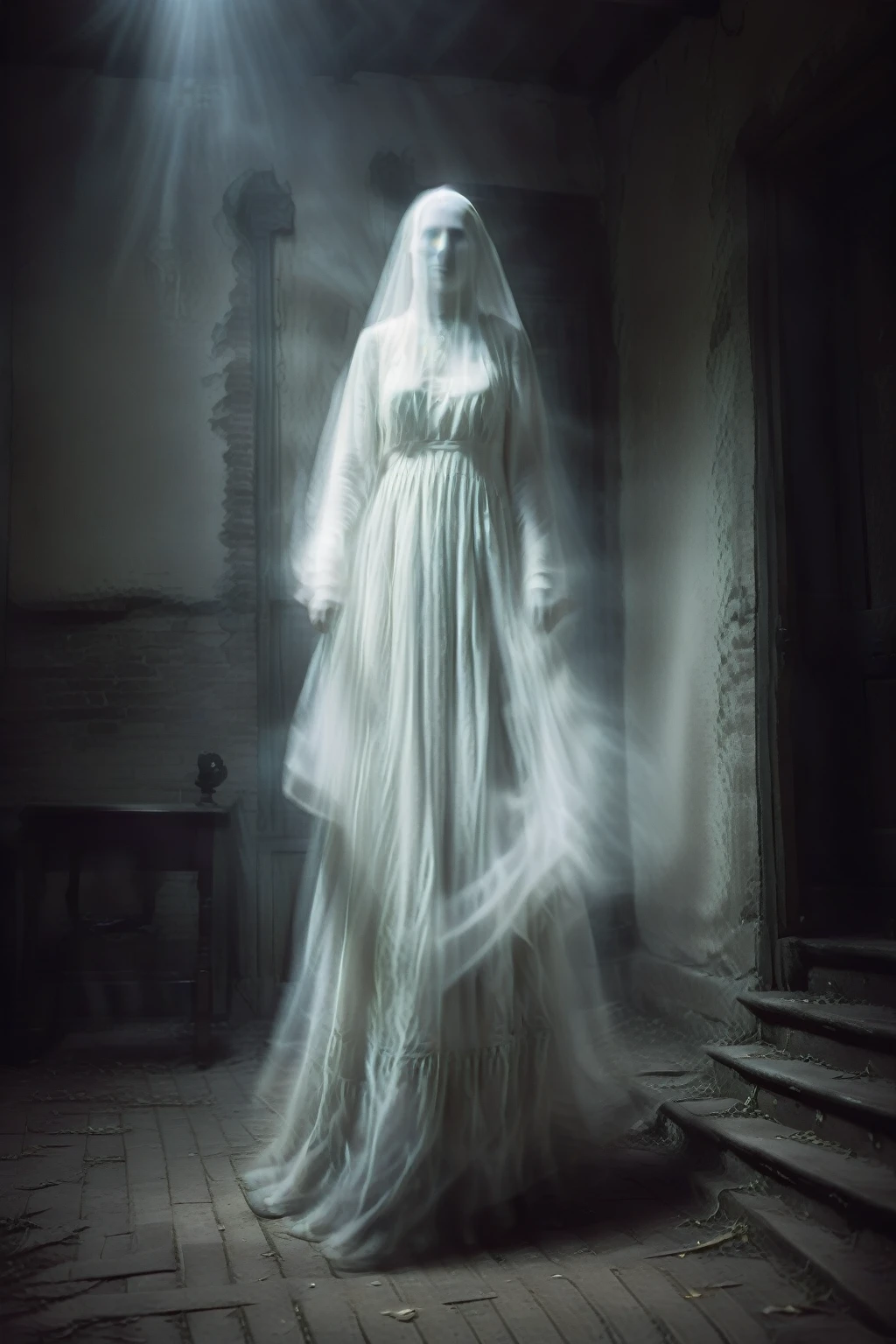 ghost, highly detailed candid photo of org white colour scan walking in a jungo:1.3, (((transparent))), ((veil)), ((looking at viewer)), portrait:1.5, masterpiece, best quality:1.1, graveyard:1.3, outdoors, god rays:1.3, night:1.3, pitch black:1.2, ultra photoreal, sharp focus:1.1, depth of field:1.1, 50mm, style of Nathan Wirth, Hasselblad X1D II, Porta 160,