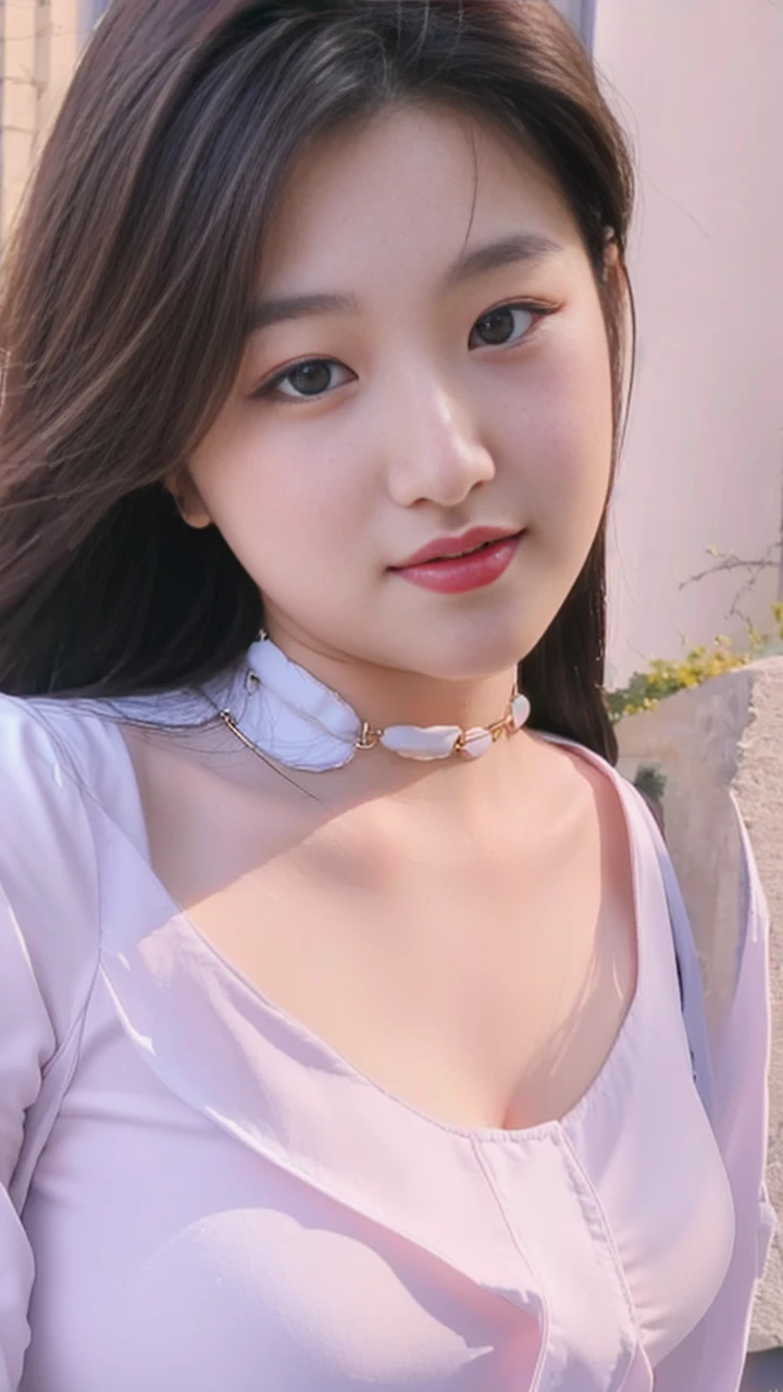 best qualtiy, 超高分辨率, (realisticlying:1.4), A girl, A pair of clear and moving peach blossom eyes,Royal Sister,with long coiled hair,(chies:1.4),(choker necklace:1.2)(Fair skin:1.2),(full bodyesbian:1.2)a sense of atmosphere,a beauty girl, ssmile,head straight-looking at viewer, closeup cleavage ,(Photorealistic:1.4),1girll,Sexy,(Black lace bra:1.4),(Big breasts:1.8),(Upper body:1.4),(Wet body),(:1.2)