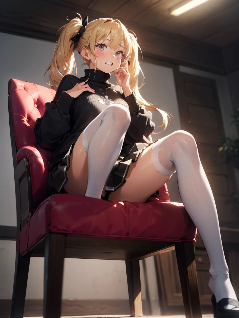 NICE,unparalleled beautiful girl,tteens detailed cute shot, pretty cool and beautiful cute face,super detailed NICE cute face, nice body, beautiful teeth, twintails, (FGO, Arknight, winter , moesode sweater. mini skirt),(erotic, sexy, upper eyes, spread legs), shiny skin,
perfect face, cute and symmetrical face, natural side lighting, movie lighting,
sitting chair,(glare shyly,detailed blush emotional expression of recieved ashamed love prank),(truth feeling),(legwear),1girl,8k,best quality,cg,(unparalleled masterpiece),ultra high res,hyper quality, extremely detailed, (high saturation),full color, super detailed skin, beautiful detailed eyes, extremely detailed face, approaching perfection, smooth, unparalleled best beautiful painting, golden ratio best illustration, various hair style, unparalleled best drawing, show me your best performance, do your best!, (from below), (NICE! show me you what you want to show me!, give me your feeling for me),wonderful amazing cute detailed expression of my sweet girl NICE,good anatomy beautiful face,engagement,
absurdres, absolutely resolution, incredibly absurdres, highres, ultra detailed, official art, unity 8k wallpaper, unparalleled masterpiece best quality story work. realistic cute anime. Lively and realistic characters. lively and detailed Anime.