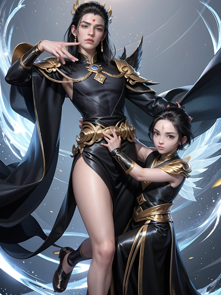 (Martial arts style works),(quality),(height)   ,1 boy,light black eyes, short dark black hair., alone,(Detailed background of a little child),Handsome and detailed face.,fairy tale,(A blue lotus-shaped forehead seal.),The body is thin and shiny..,It has perfectly detailed butterfly wings..,Image of the construction of a magic camp,Show movie subtitles,wear&#39;Didn&#39;t see the view.,Not looking at the view.,Amazing light and shadow,Wear beautiful traditional Chinese clothing with perfect details..(No pants),Wear a beautiful long dress..,A website for fine jewelry in style.,moon,blue ring around, floating on water,There&#39;s a big one., There was a fine blue ring around it..